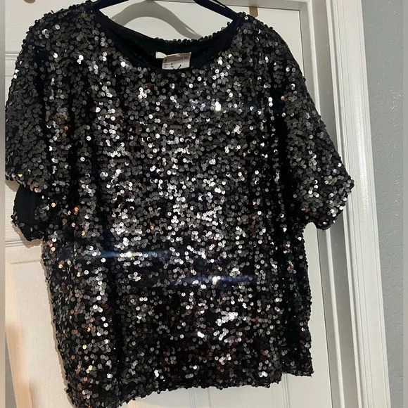 NWT H&M Sequin Blouse, sz XL - Picture 1 of 2